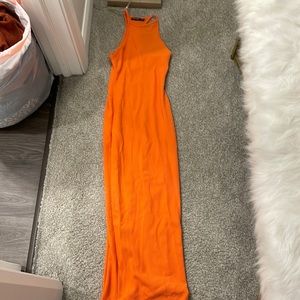 Nasty Gal Ribbed Orange Maxi Dress